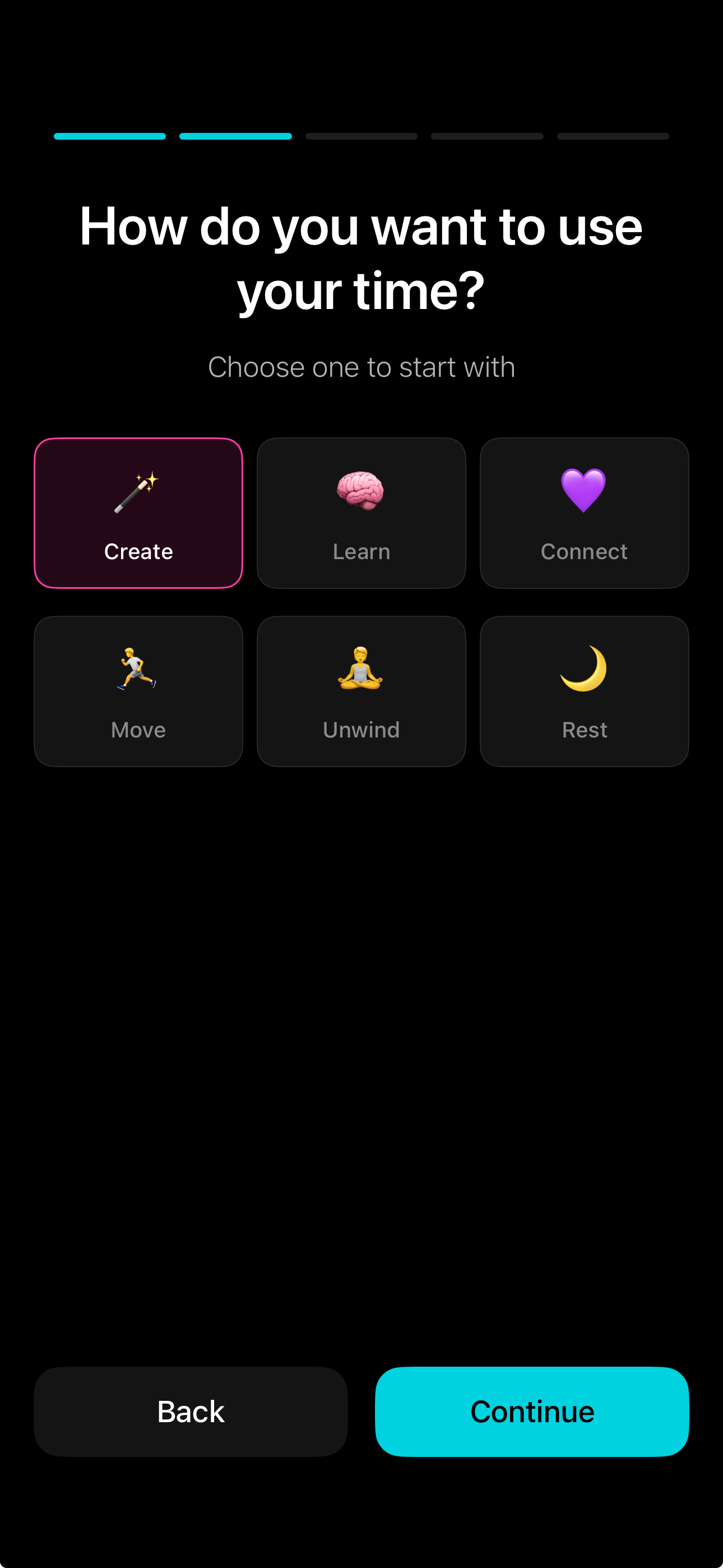 Choose focus categories